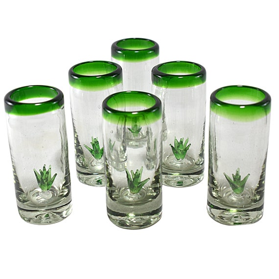 Set de 6 vasos de vidrio reciclado soplado