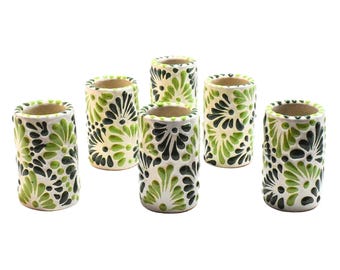 Handmade Talavera Tequila Shot Glasses | Mexican Pottery (2 Oz.)