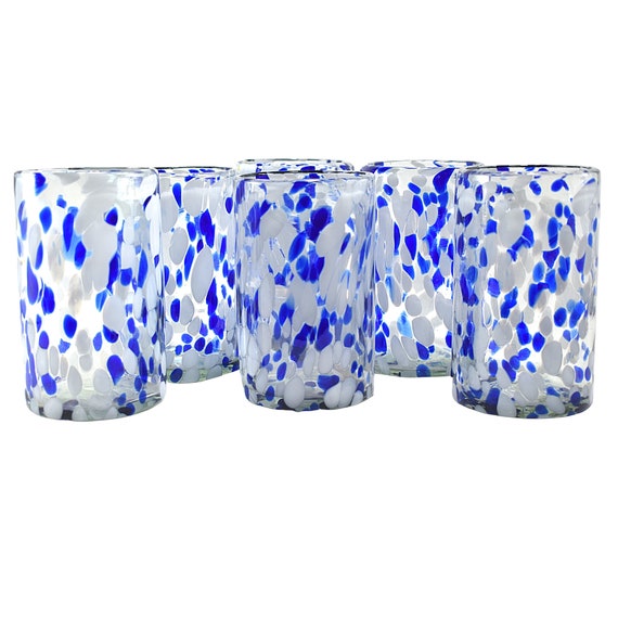 Blue Frost Confetti Recycled Pint Glasses, Set of 4