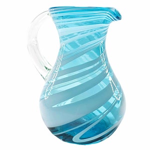 MAREY Glass Pitcher for Water | Artisan Handcrafted | Blown Glass from Mexico (Poseidon, 2 Lt.)