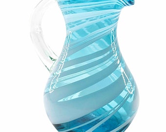 MAREY Glass Pitcher for Water | Artisan Handcrafted | Blown Glass from Mexico (Poseidon, 2 Lt.)