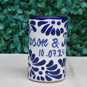 Wedding Shot Glasses | Mexican Talavera Ceramic | Bulk Custom Wedding Favors | 100% Handmade Ceramic from Mexico | (Customizable, 2 Oz.)