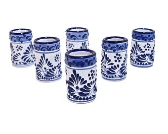 Handmade Talavera Tequila Shot Glasses (Set of 6)