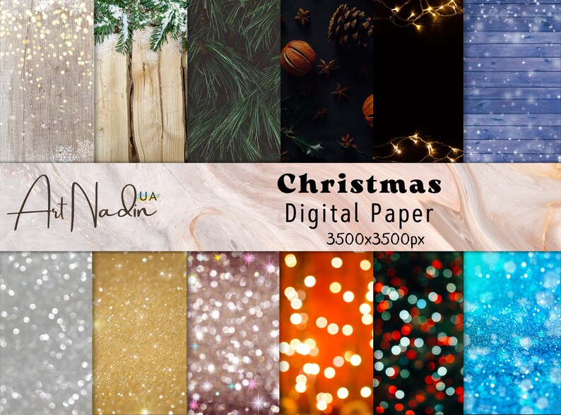 Christmas Digital Papers, Christmas Pack, Rustic Wood Backgrounds