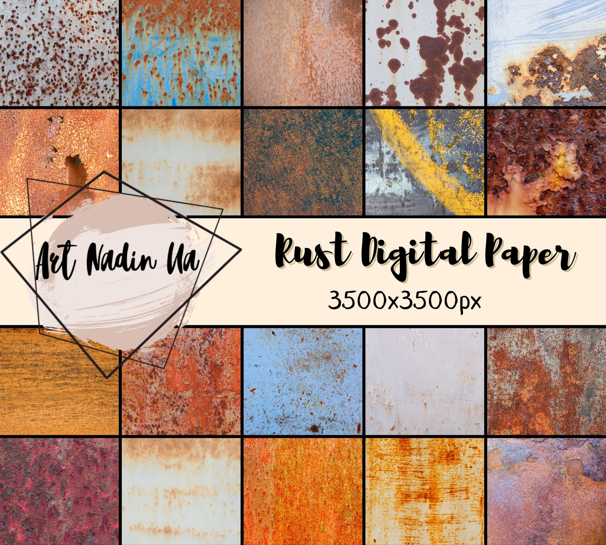 Rust Digital Paper Distressed Floral Rust Scrapbook Paper Etsy