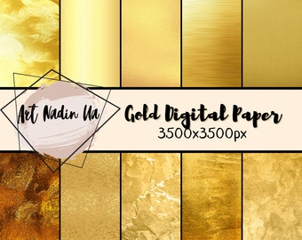 Gold Digital Paper, Scrapbook Paper, Gold Foil Digital Paper, Gold  Backgrounds, Metallic Gold Digital Paper, Commercial Use D570 
