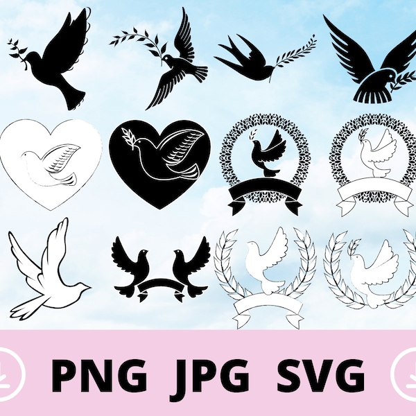 Dove of Peace Svg Png Jpg Pigeon Svg Bird Flying Svg Files For Cricut