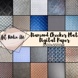 Diamond Checker Plate, 20 Different Images, Digital Paper, Instant Download