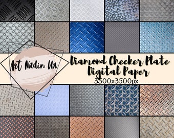 Diamond Checker Plate, 20 Different Images, Digital Paper, Instant Download