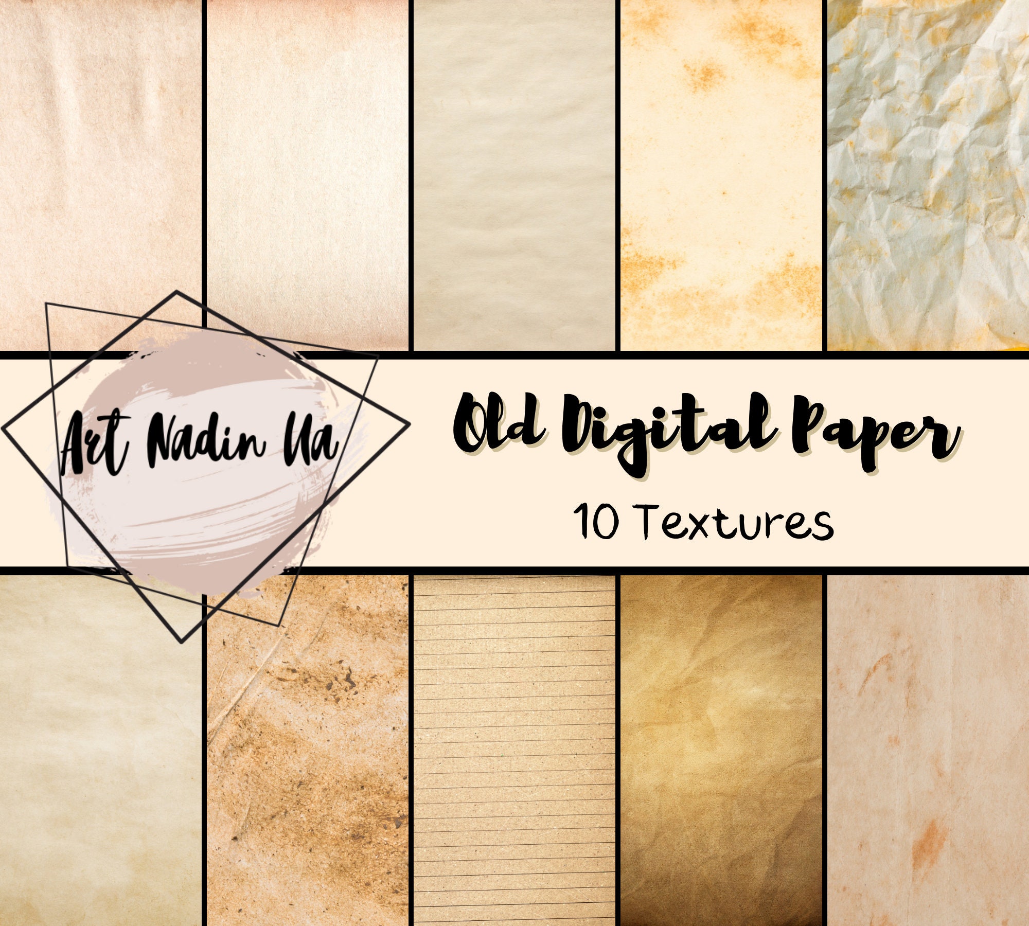 Antique Paper Textures, Vintage Paper Backgrounds Printable Scrapbook Paper  Instant Download for Commercial Use 