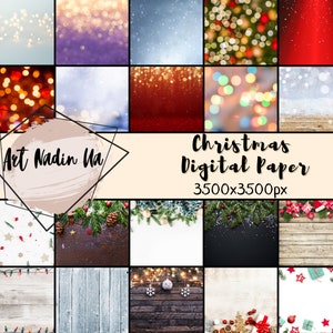 Papeles digitales navideños, paquete navideño, fondos de madera rústica, papel de álbum de recortes navideño, papel de álbum de recortes con brillo navideño, fondo
