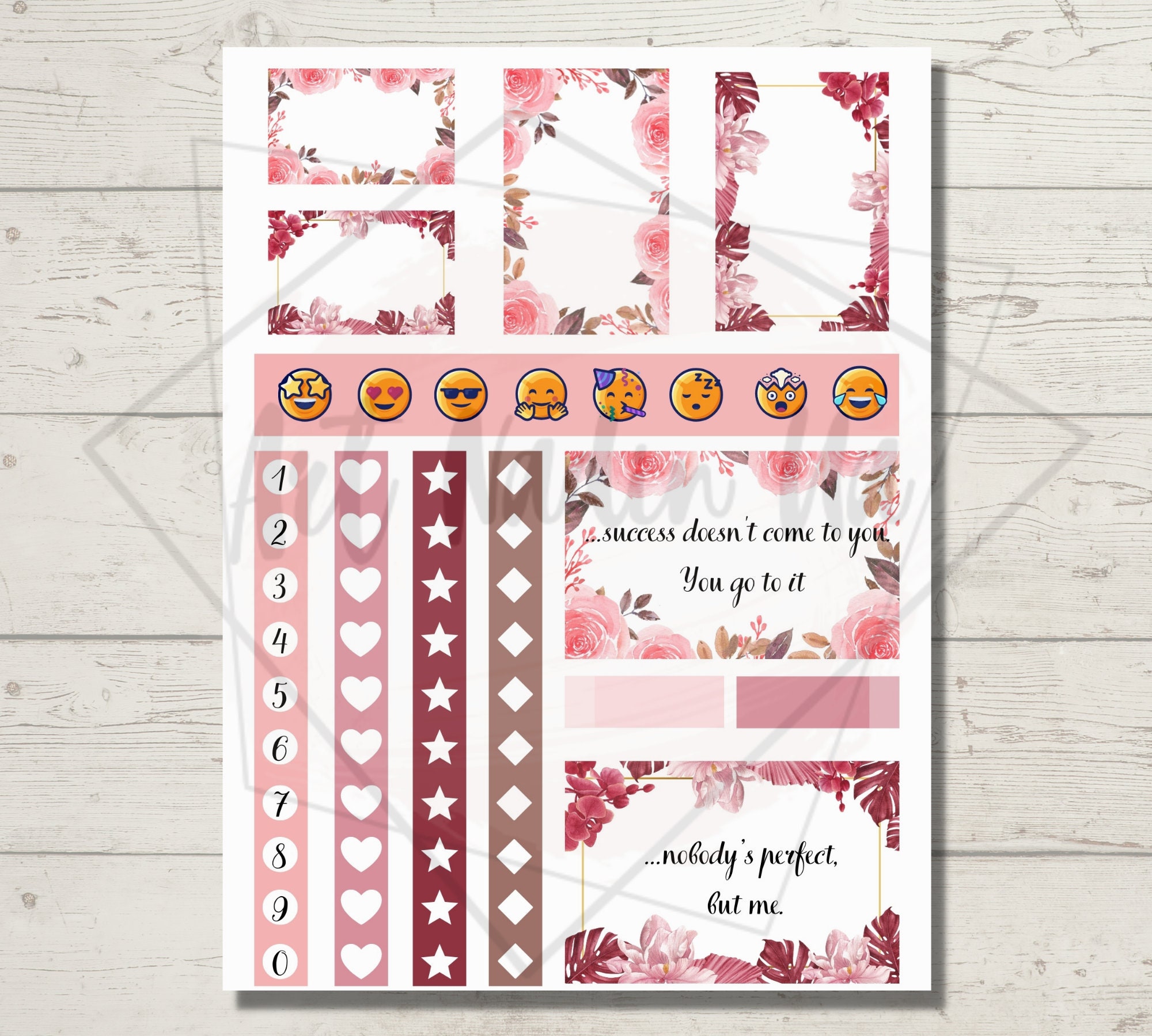 Passion Planner Printable Stickers A4 DPI = 300 INSTANT DOWNLOAD Floral ...