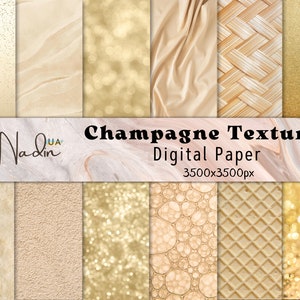 Champagne digital paper pack, champagne scrapbook paper, champagne foil, champagne glitter, sepia, soft gold, ivory, DOWNLOAD
