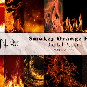Fire Digital Paper pack, smoke and flames background texture scrapbooking bundle - Digital Download Files