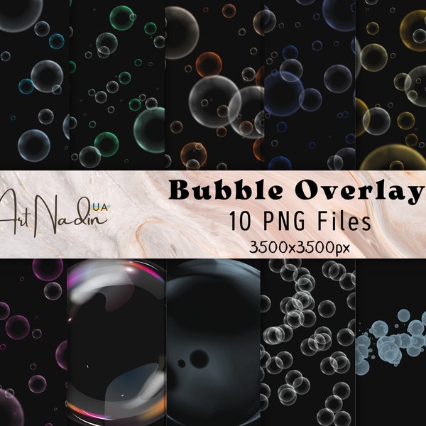Bubble Overlays for Photoshop, Bubble Overlays, Bubbles, PNG Transparent Overlays, Wall Art, Home Decor, Digital Downloads