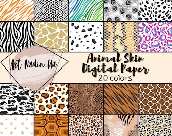 Animal Skin Digital Paper Wild Animal Prints Zebra, Giraffe, Tiger, Leopard, Cheetah, INSTANT DOWNLOAD for Scrapbooking Animal Print Cheetah