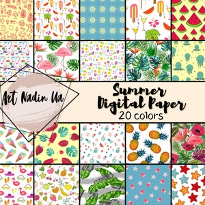 Summer Seamless Digital Paper, Summer Clip Art, Summer Scrapbook, Summer Planner Supplies, INSTANT DOWNLOAD, Paper Craft