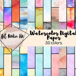 Rainbow Watercolor Digital Paper, Bright Ombre Backgrounds Colorful Textures INSTANT DOWNLOAD for Scrapbooking, Vivid Images, Commercial Use