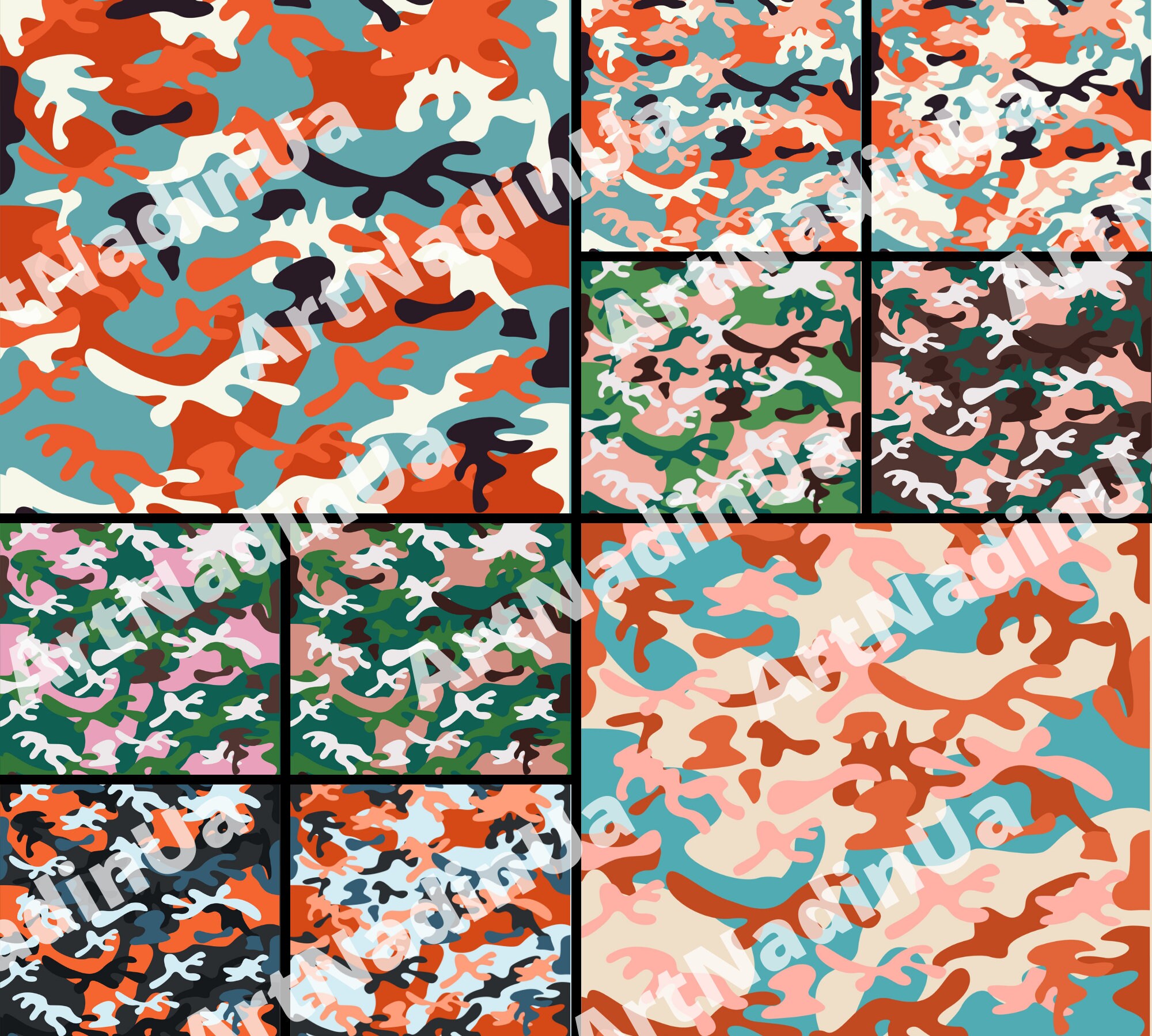 Camo Digital Paper Texture, INSTANT DOWNLOAD for Scrapbooking, Army ...
