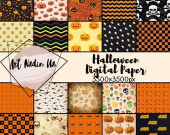 Halloween Digital Paper, Trick or Treat Scrapbook Papers, Boo Wallpaper, Halloween, Spooky, Boo, Background