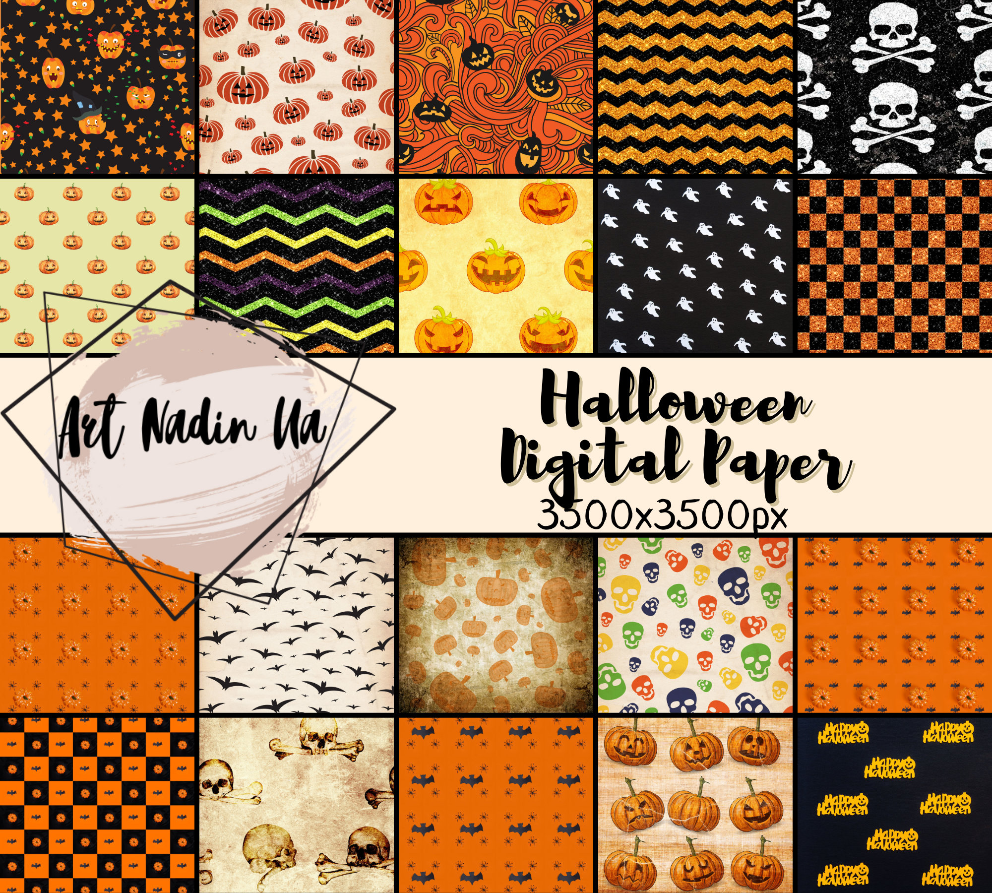 Halloween Scrapbook Paper Pack, Trick or Treat Scrapbook Background, Boo Wallpaper, Halloween, Spooky, Boo, Background
