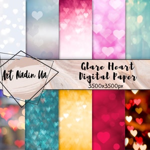Heart Backdrop numérique Heart glare Love Heart print téléchargement instantané Heart Texture Background Bokeh effet Valentines Day Background