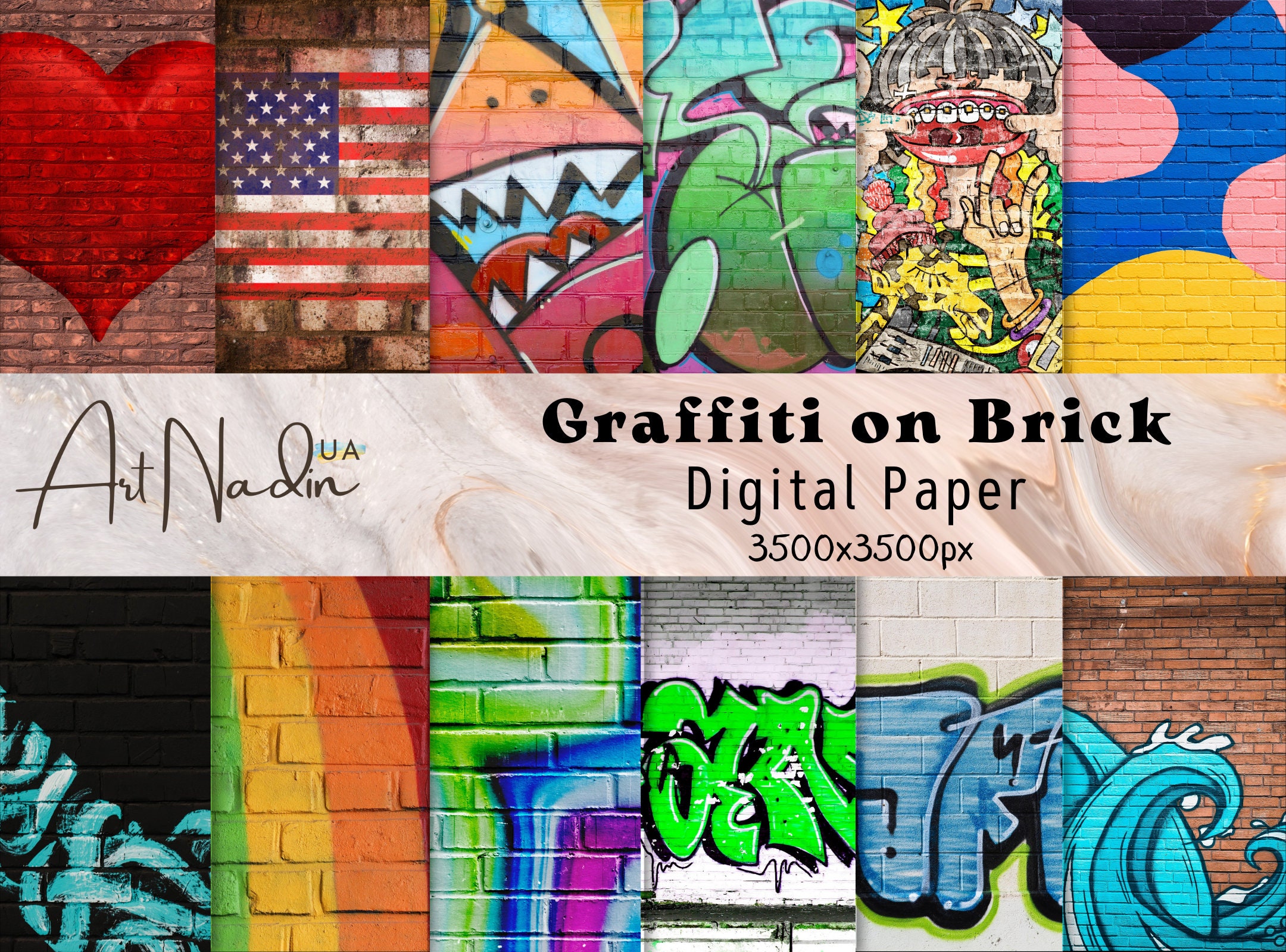 Graffiti Digital Paper Print 8.5 X 11 Texture Scrapbook Paper Pages  Printable Street Art Wall Mural Graffiti Words Print Tag Junk Journal 