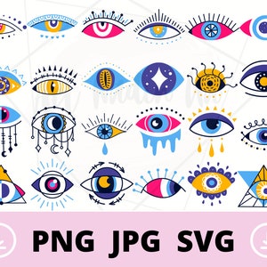 Evil Eye svg clipart bundle, Turkish Eye svg clip art pack, Evil Eye Protection svg, png, Files For Cricut
