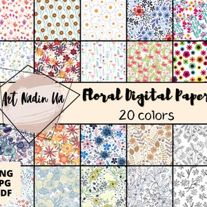 Floral Digital Paper. INSTANT DOWNLOAD for Scrapbooking, Paper Crafts, Planner Supplies, Stickers, Backgrounds