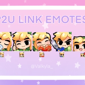 Link Legend of Zelda Emotes for Twitch Streamers, Discord, YouTube (5x Cute/Kawaii emote pack)
