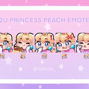 Super Princess Peach Emotes for Twitch Streamers, Discord, Kick, YouTube (5x Cute/Kawaii emote pack)