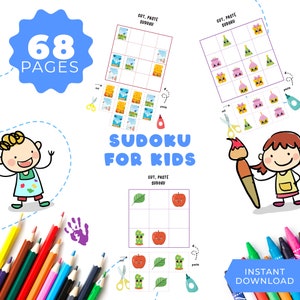 Sudoku for Kids, 4 to 7 Years, Party Game, Printable Games, Busy Book Pages, School Activity, Simple instant download