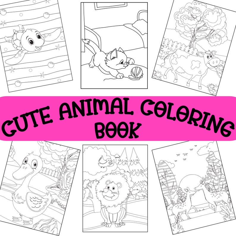 46 Cute Animal Coloring Pages for Kids, Printable, Toddlers Coloring