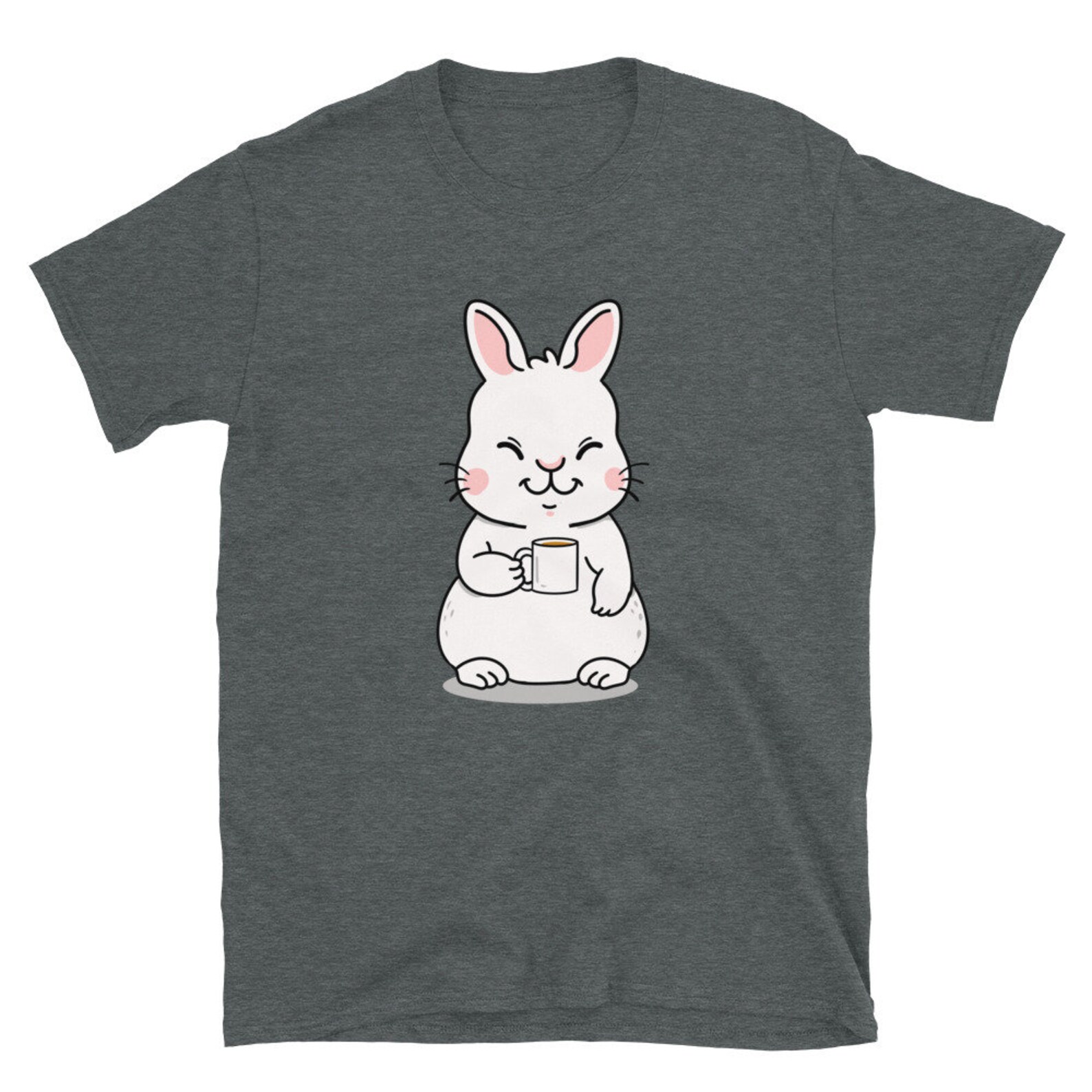 Cute Rabbit Drinking Coffee T-Shirt Coffee Lover & Bunny | Etsy