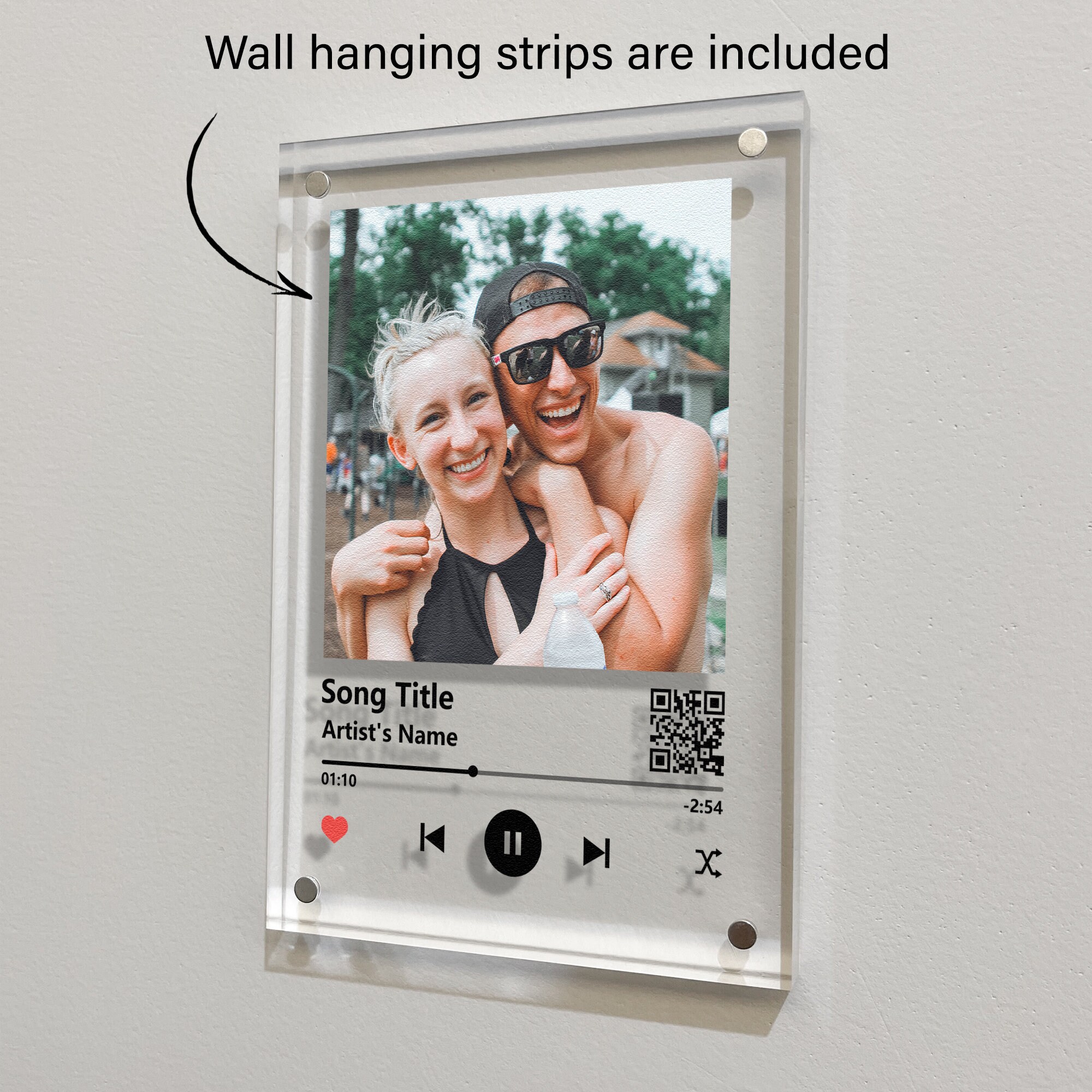 Custom music and song plaque Acrylic glass plaque with code Etsy