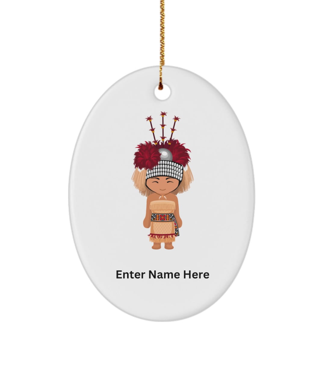 Samoan Girl Ornament for Kids, Polynesian Christmas Ornament