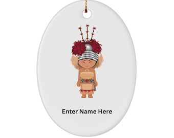 Samoan Girl Ornament for Kids, Polynesian Christmas Ornament, Personalized Samoa Taupou Ornament, Samoan Gift, Samoan Art on Ornament