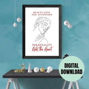 Line Art Woman, Inspirational quote, Digital Printable Art, Wall Art, Home decor, Office wall decor, wall art inspirational
