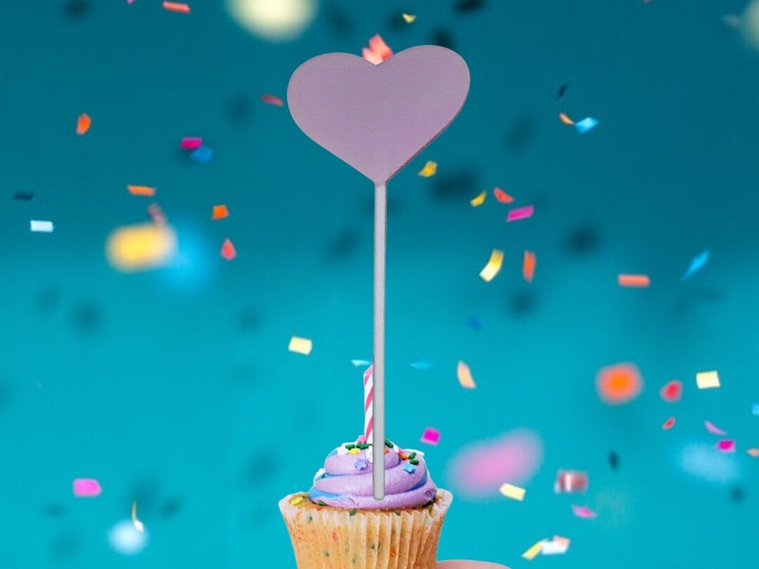 Pink Heart Cupcake Toppers, Kraft Heart Cupcake Toppers, Wedding