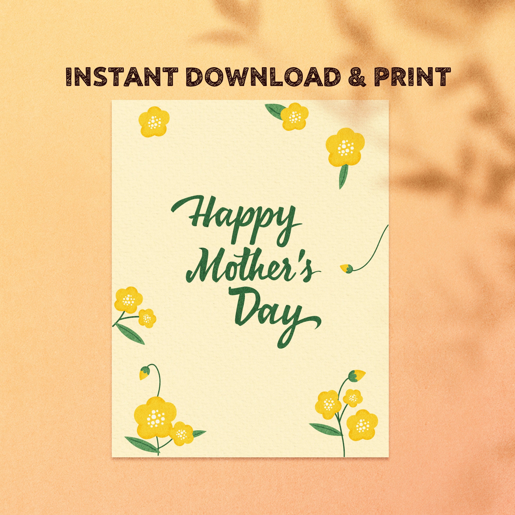 Printable Mothers Day Card Template, Floral, Blank, Note, Mom, Wife ...