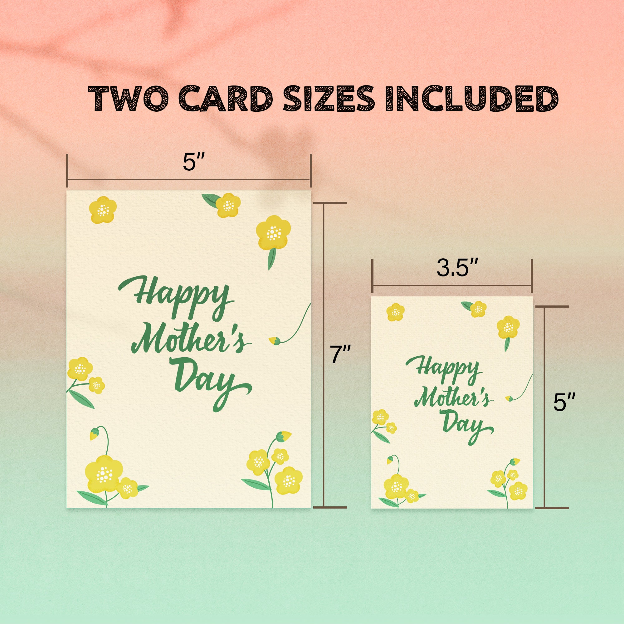 Printable Mothers Day Card Template, Floral, Blank, Note, Mom, Wife ...
