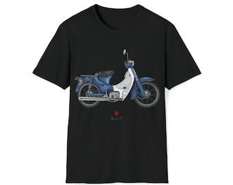 Honda C90 Super Cub Motorcycle T-Shirt: Blue Art Edition