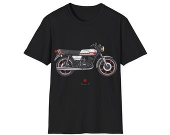 Yamaha RD400 Motorcycle T-Shirt: White & Red Paint