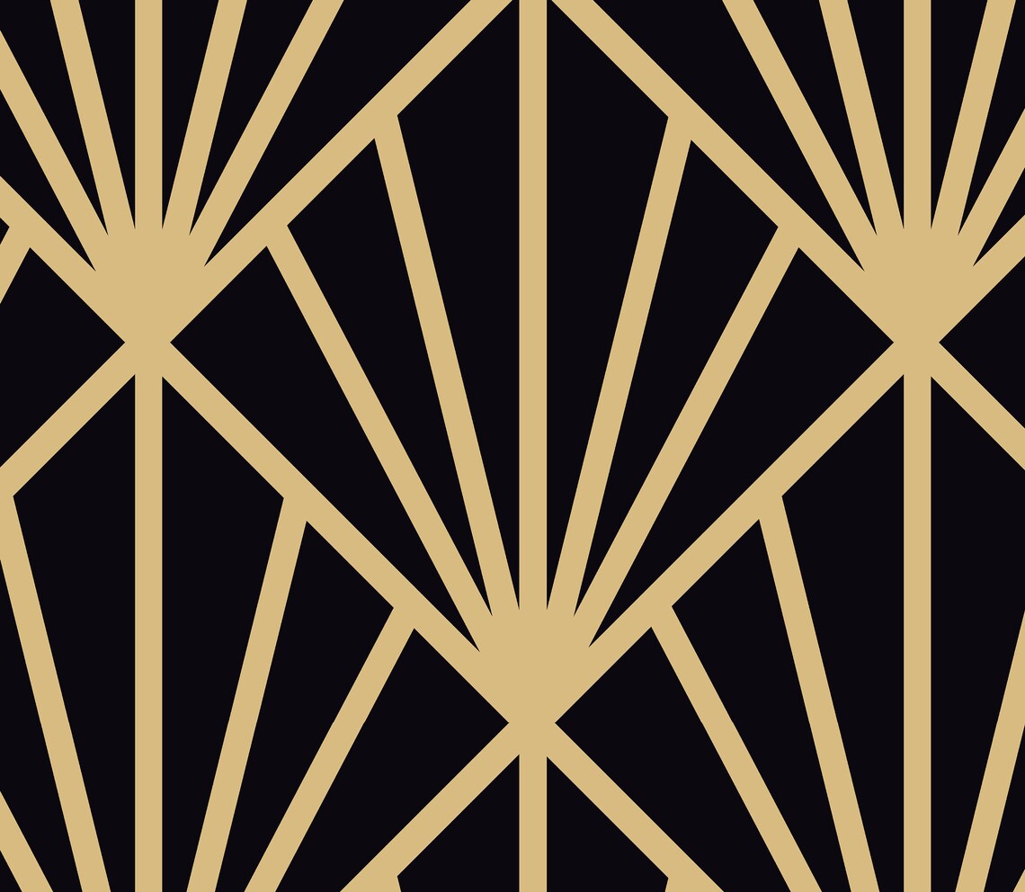 Large Deco Gold on Black Removable Wallpaper Etsy