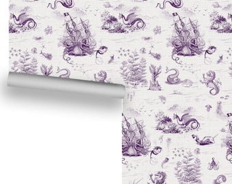 Toile De Mer (Purple Lines) Removable Wallpaper