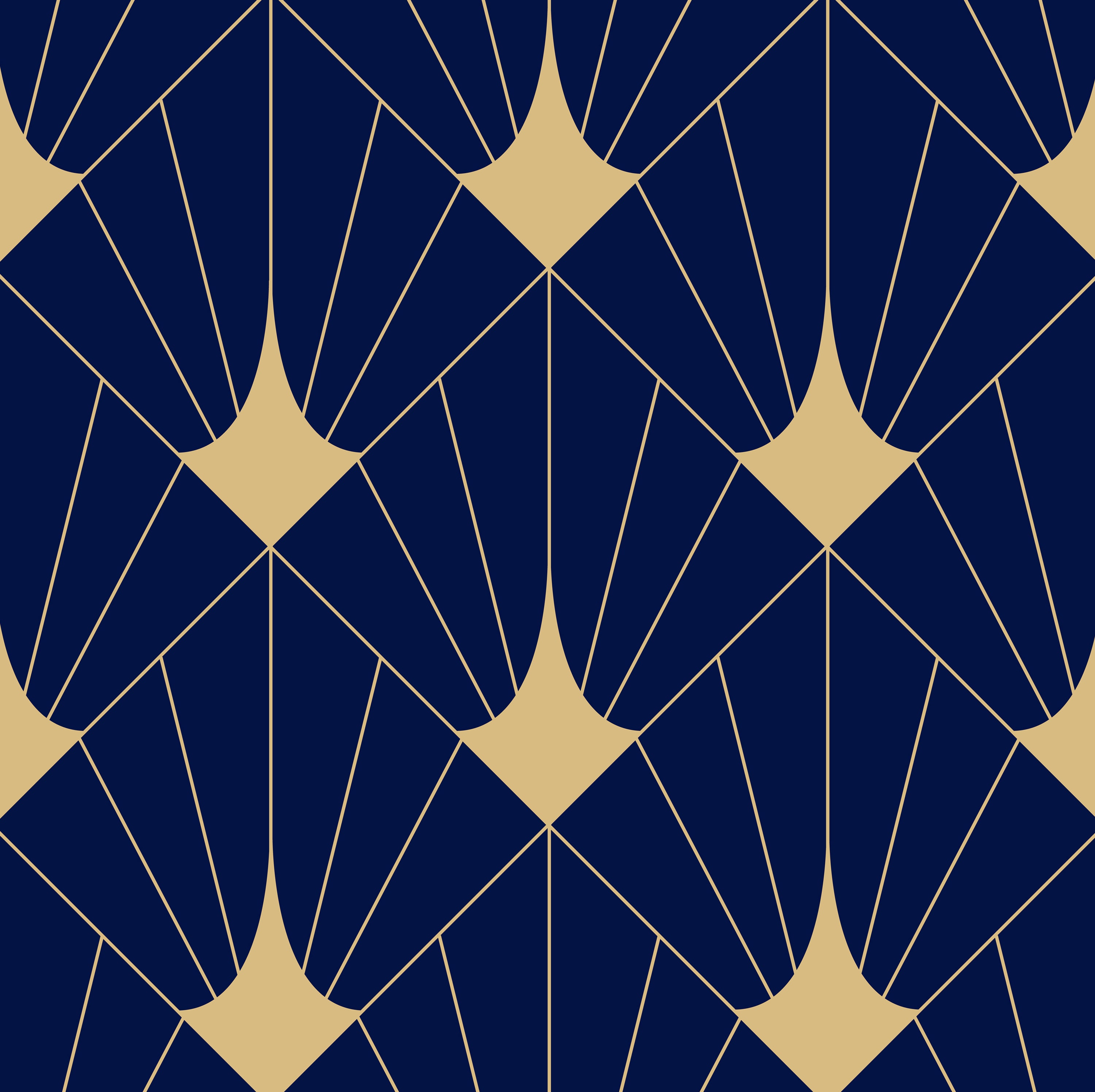 Art Deco Dark Blue & Gold Effect Removable Wallpaper | Etsy