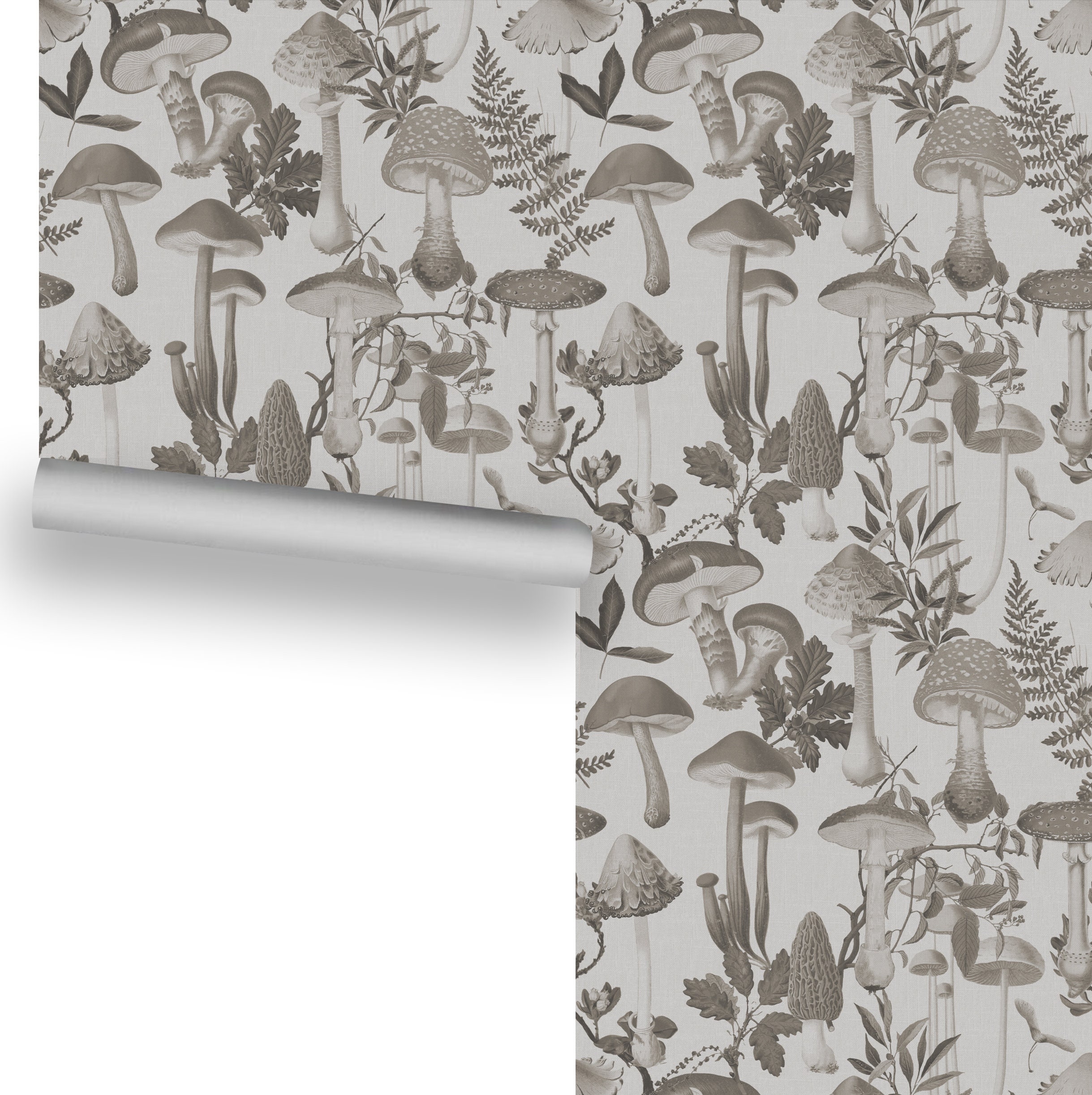 Mushroom Forest (Vintage Faded Sepia) Removable Wallpaper