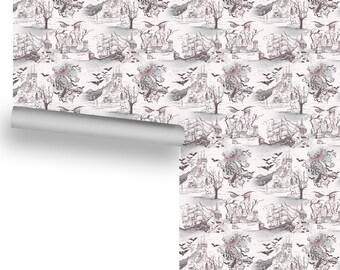 Toile Dracula Vintage Look (V2 More Detailed) Removable Wallpaper