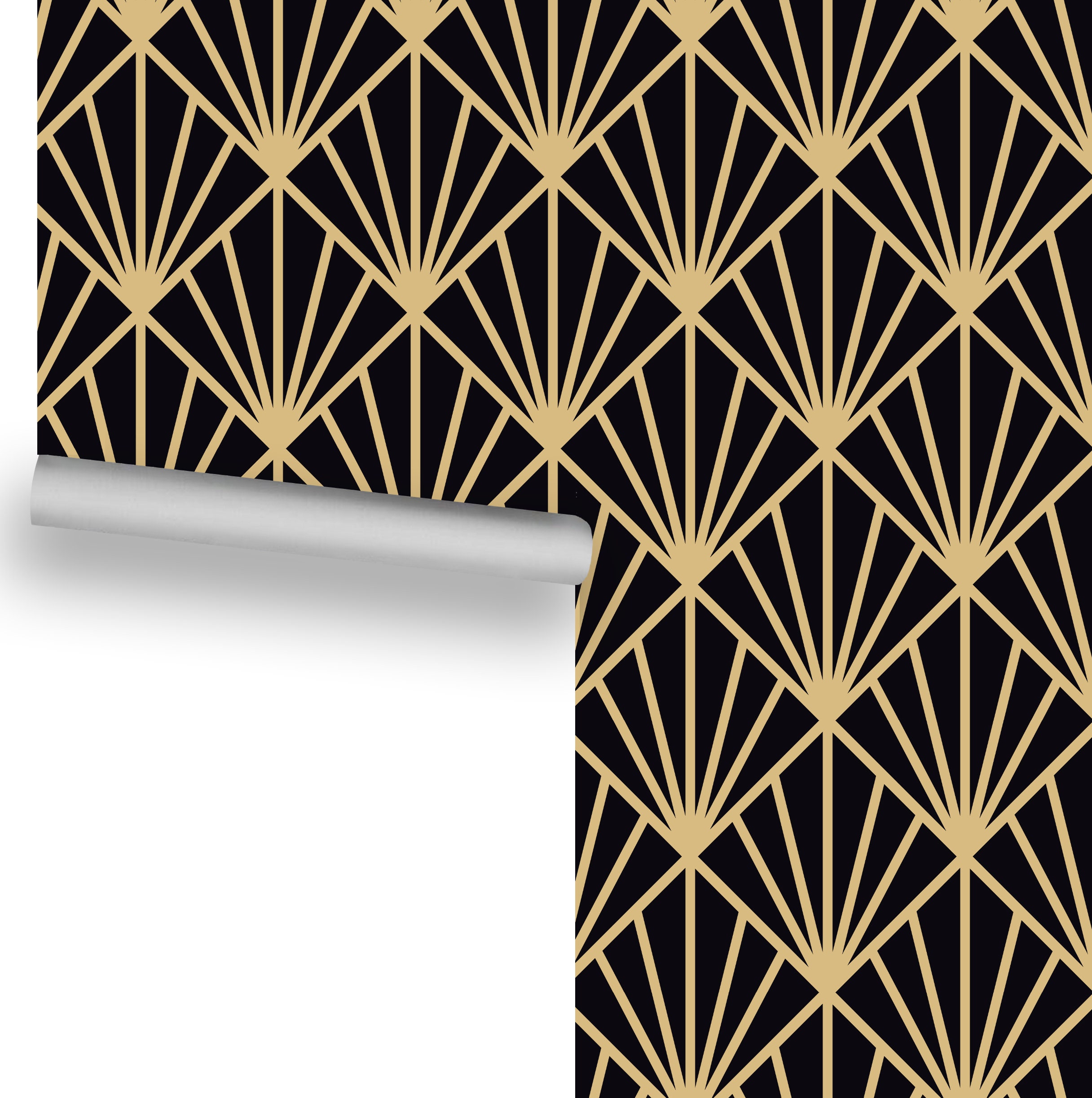 Large Deco Gold on Black Removable Wallpaper Etsy