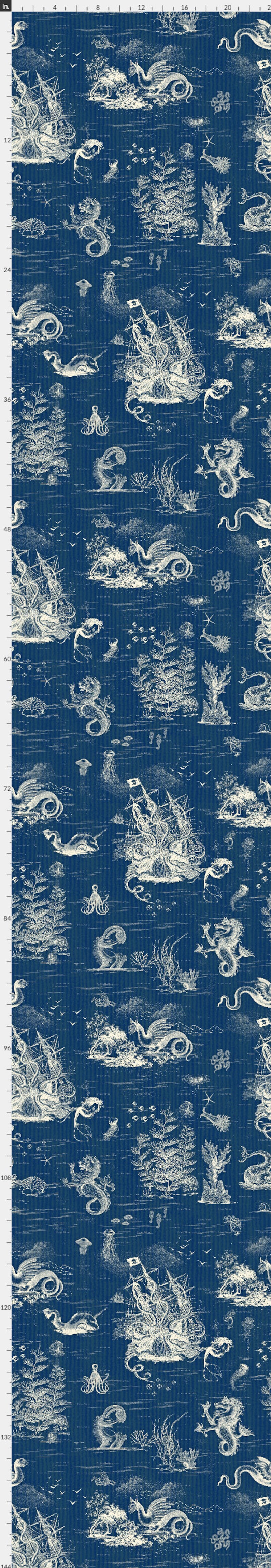 Toile De Mer off White on Dark Blue Removable Wallpaper Etsy